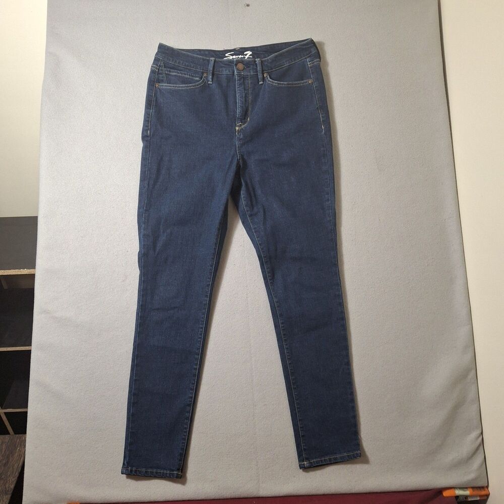 Seven7 Skinny Jeans Womens Size 10 Dark Wash Blue Denim Stretch 32x29 High Rise